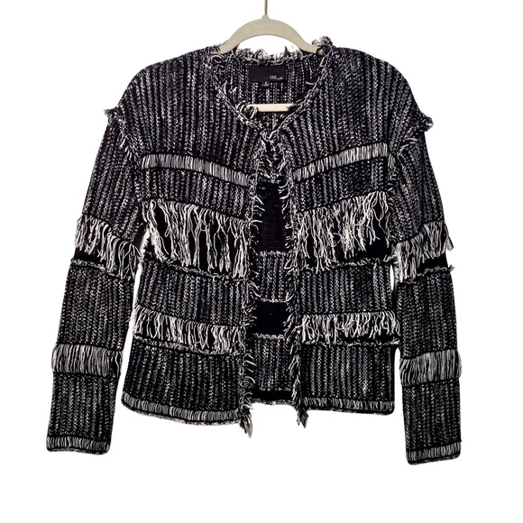 Fate By LFD Boho Fringe Black/White Open Cardigan, Size S - Picture 1 of 12